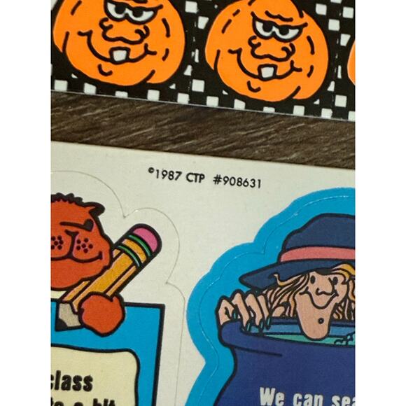 Vintage 80s Teachers Halloween Stickers Lot Reward Incentive Garfield Pumpkins - Picture 7 of 11
